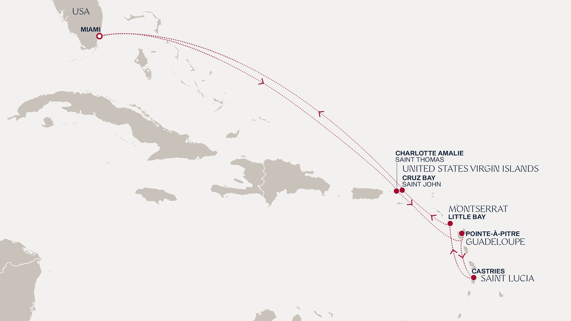 A Journey from Miami to Miami Itinerary Map